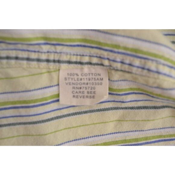 BKE Men's Large Contour Fit Yellow Striped Long Sleeve Button Down Shirt - Picture 9 of 11